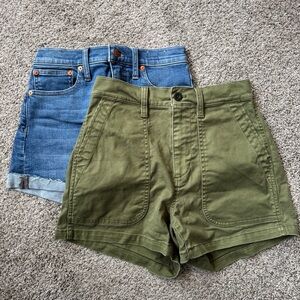 Madewell Green and Blue Jean Shorts Set